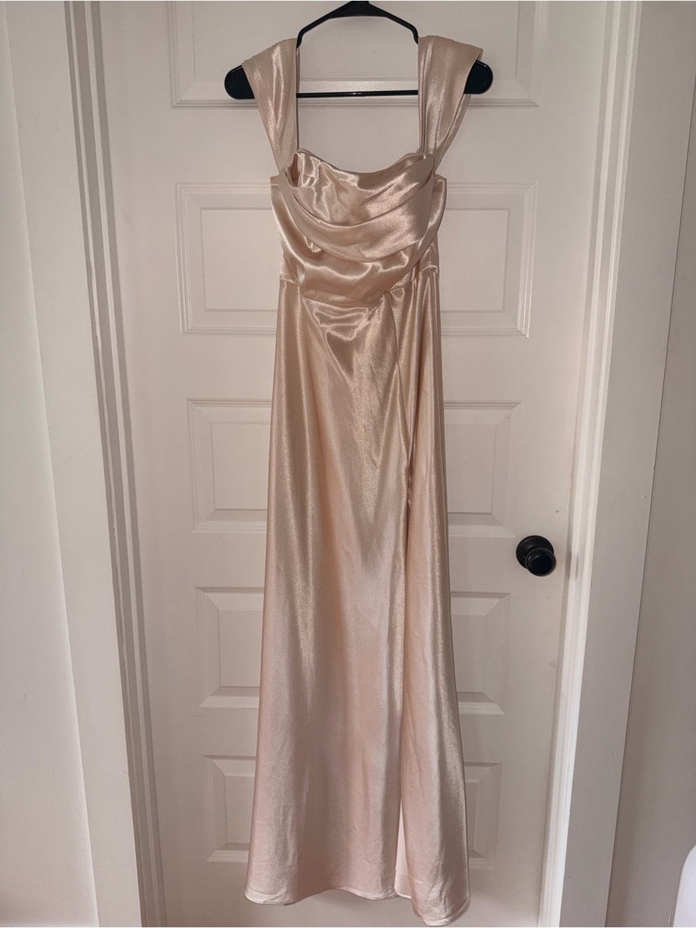 Mia Shiny Satin Convertible Dress - Champagne